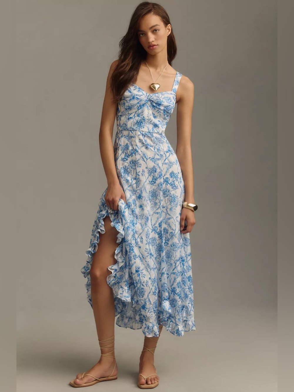 Hutch Blue and White Floral Maxi Dress